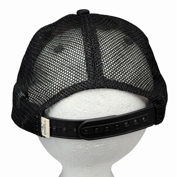 O’Neill Trucker Hat Snapback Black Mesh Palm Tree Blue Tile Surf Cap Adjustable - Picture 2 of 8